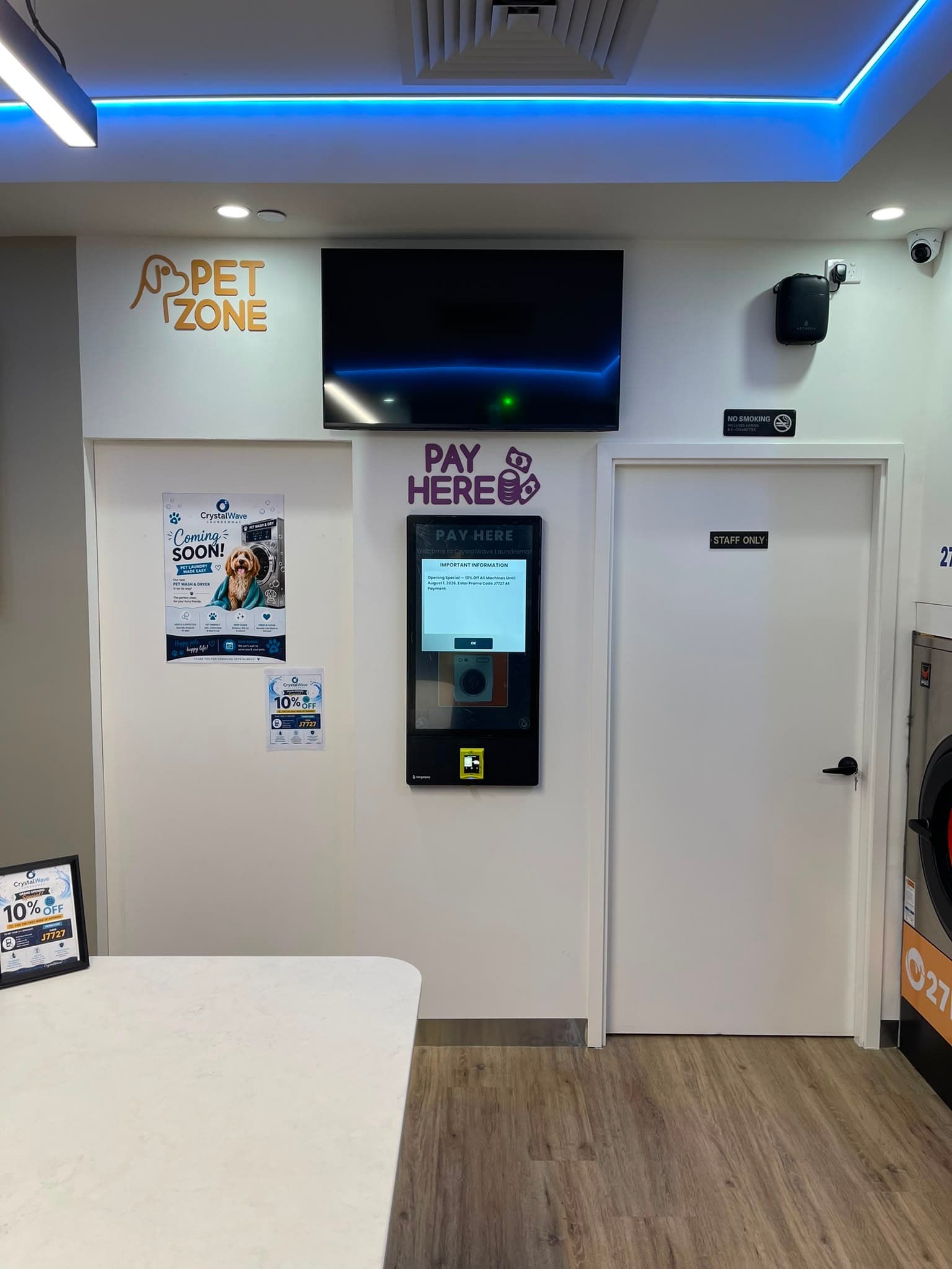Crystal Wave laundromat interior view 7