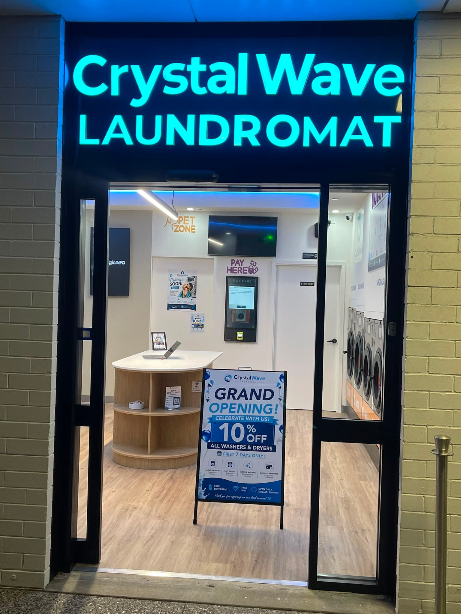 Crystal Wave laundromat interior view 3
